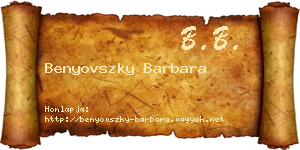 Benyovszky Barbara névjegykártya